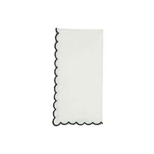White Scallop Black Trim Napkin 20