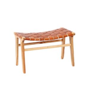 Woven Leather Wood Leg Ottoman - Element Event Solutions