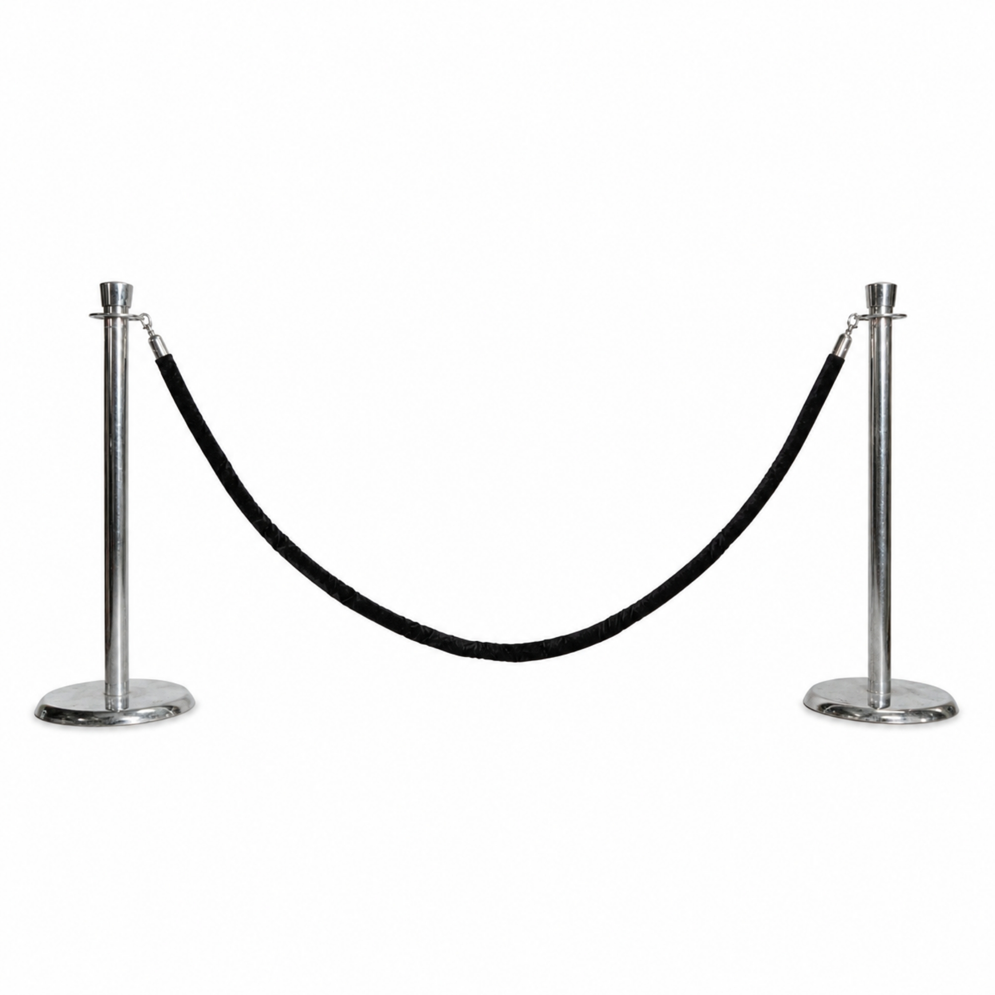 Black and Chrome Velour Stanchion Rope - Element Event Solutions