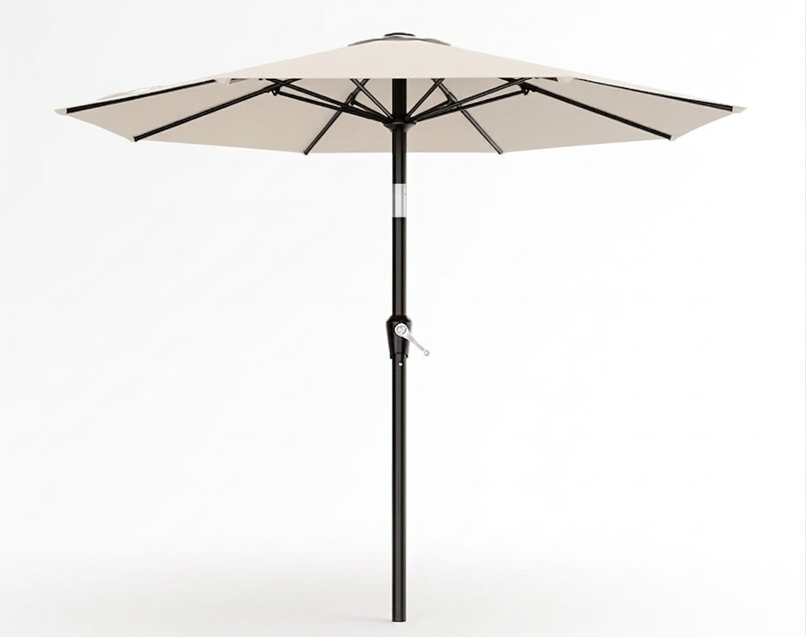 Cream/White Patio Umbrella 9' D with Stand - Element Event Solutions