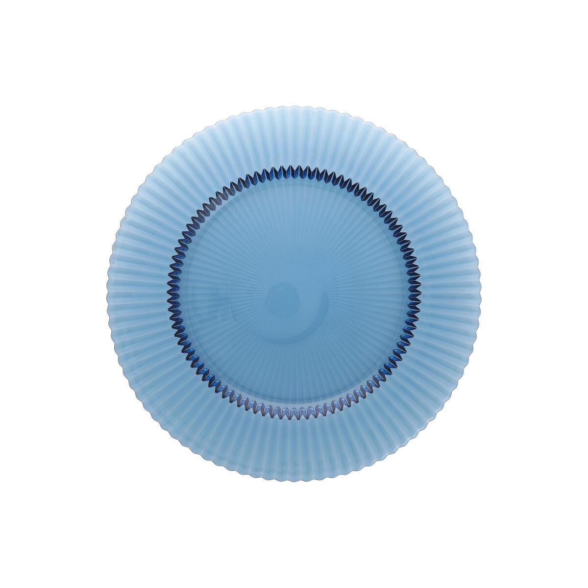 BLUE PLEATED GLASS CHARGER