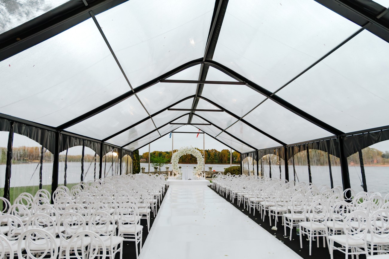 black frame tent interior