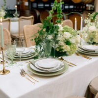 Elegant table setting with floral arrangements