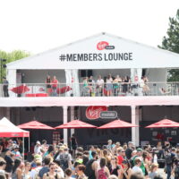Crowd at a double-decker lounge