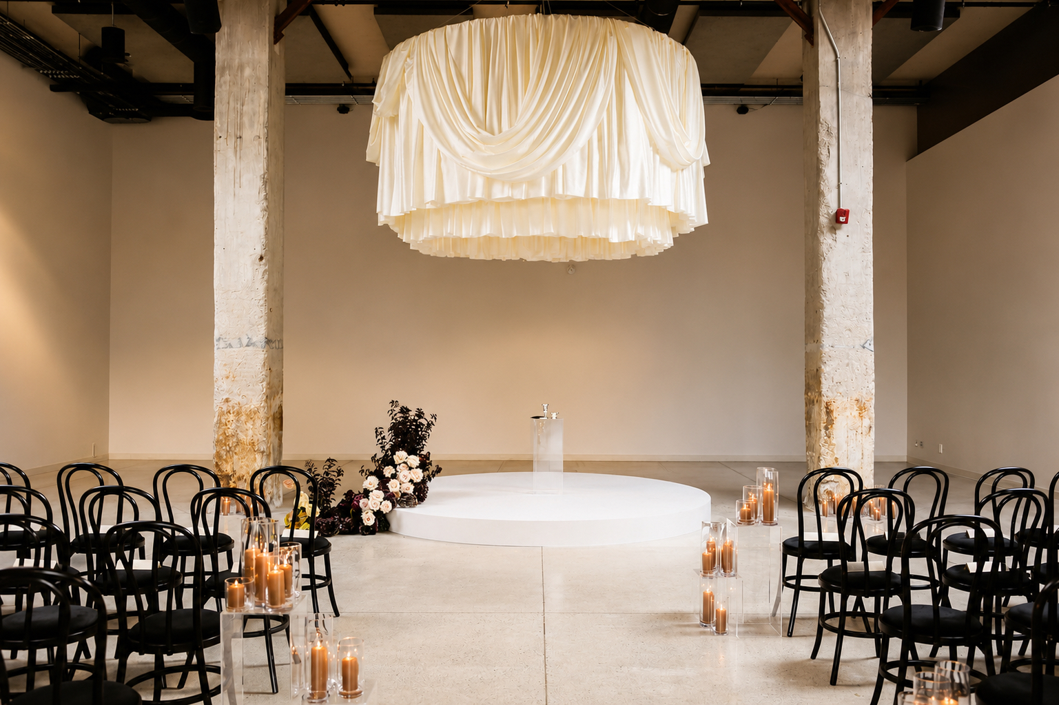 Elegant wedding ceremony setup with decor