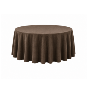 Round brown tablecloth on white background