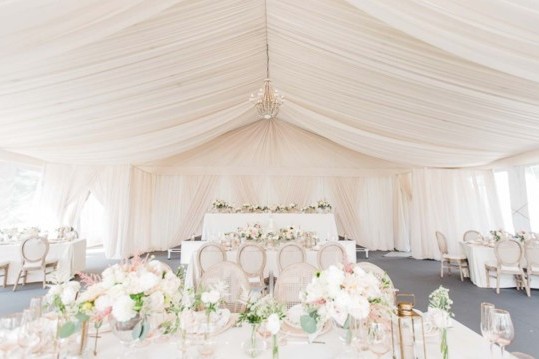 Drapery Rentals 4 Elegant wedding tent with floral decor