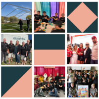 Collage of team events and activities.